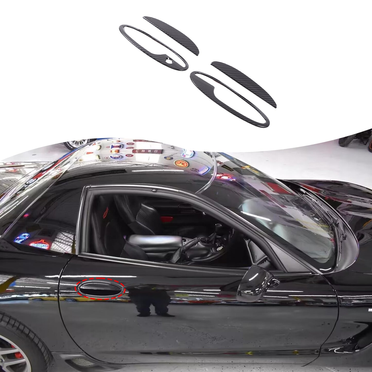 10-Piece Carbon Fiber Exterior Taillight Grille Cover Trim for Corvette C7 2014-19