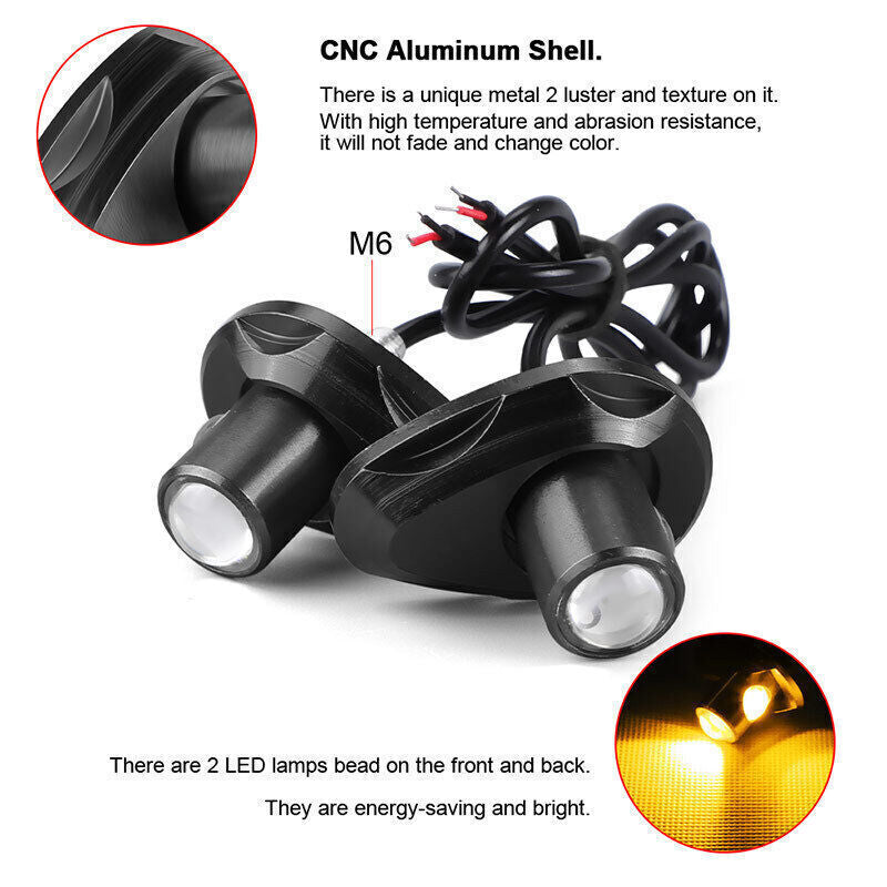 4X Motorcycle LED License Plate Turn Signal Indicator Amber Blinker Light Black