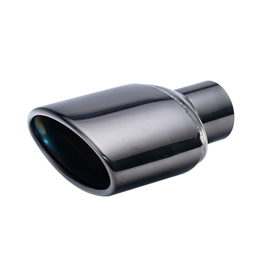 1PC Oval Exhaust Pipe Tip 2.25 Inch Stainless Steel Rolled Tip Black