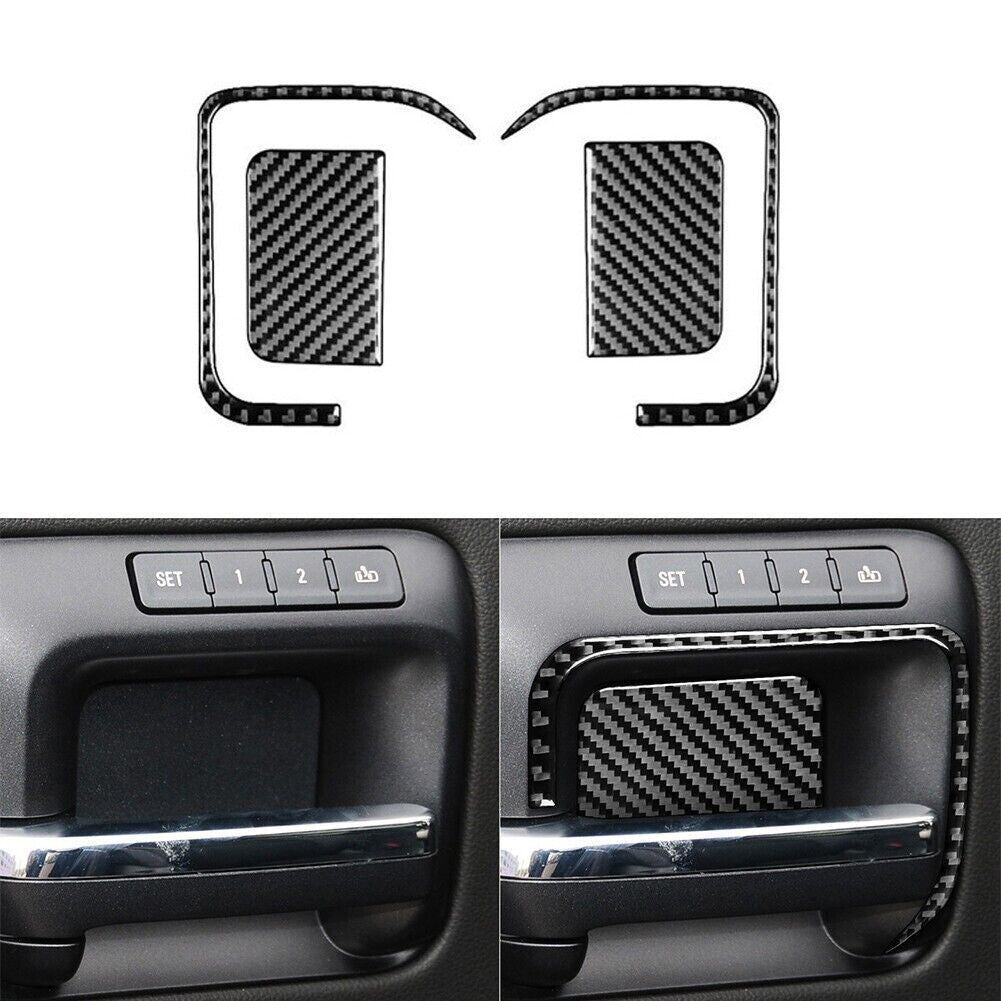 4x Carbon Fiber Front Door Handle Cover Trim For Silverado for GMC for SIERRA 2014-2018
