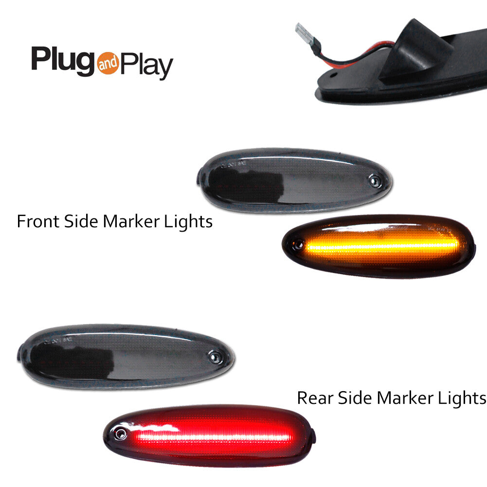 Suitable for 2002-05 for Ford Thunderbird Smoke Lens LED Side Marker Lights Front and Rear Kit