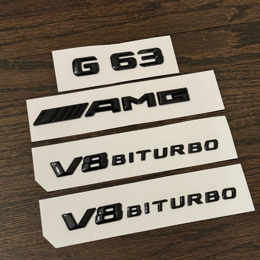 G63 AMG Glossy Black Embroidered Badge for Mercedes G-Class V8 BITURBO 4638175200