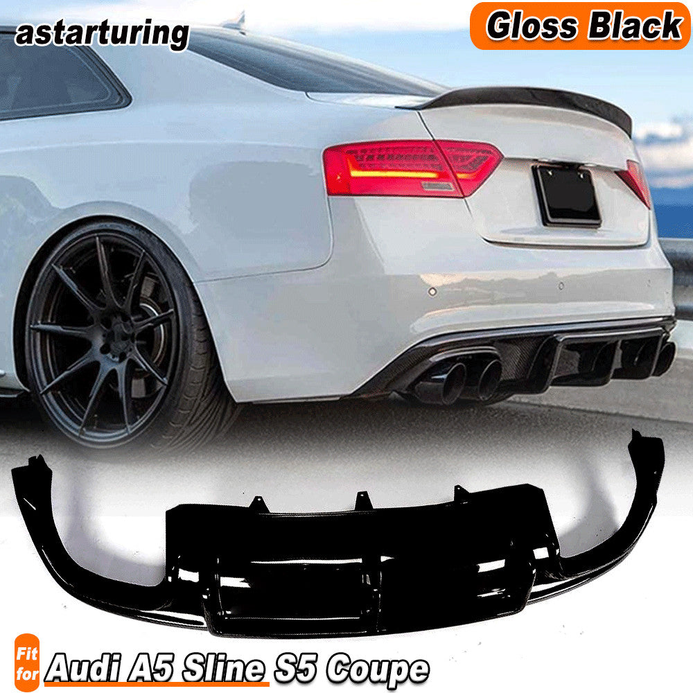 for Audi A5 Sline S5 Coupe 2012-16 Gloss Black Rear Bumper Lip Diffuser Spoiler