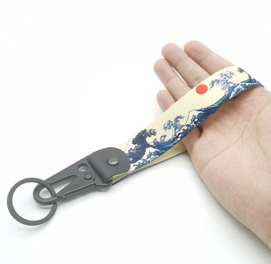 car keychain/ring with lanyard, car accessory, wavy blue, suitable for Nissan .