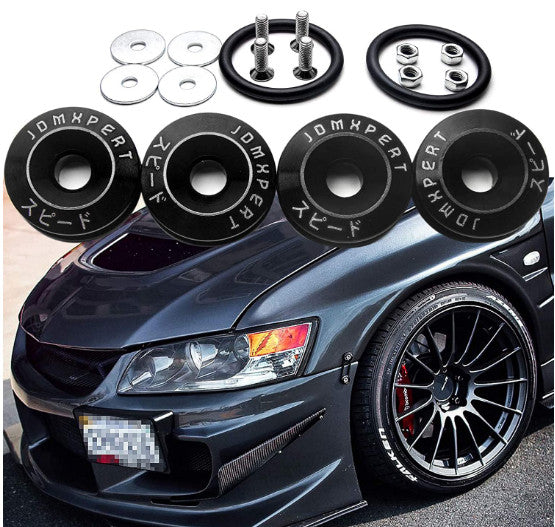 4pcs Black JDM Quick Release Fasteners For Bumpers Trunk Fender Hatch Lids Kit