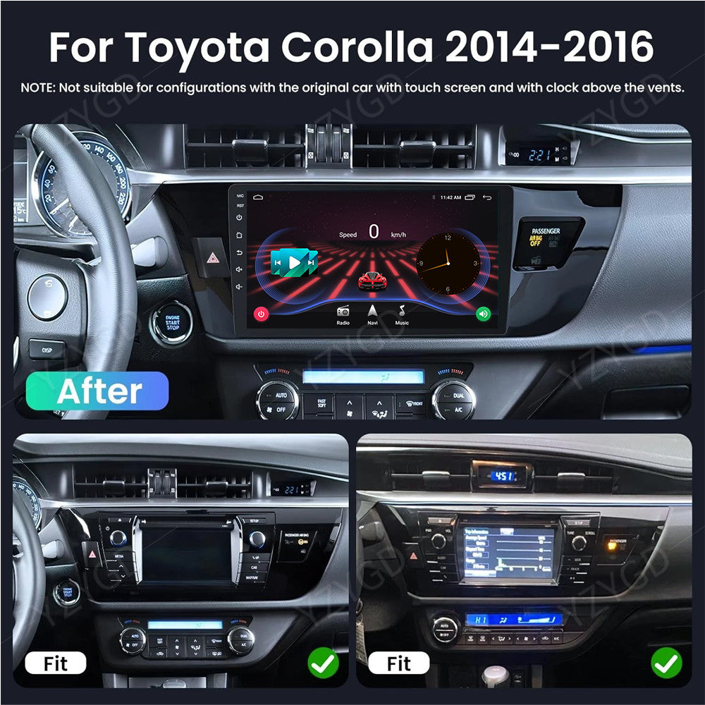 for Toyota for Corolla 2014-2016 Stereo CarPlay GPS Navi Android Car Radio Screen BT