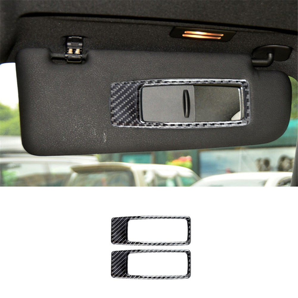 Carbon Fiber Sun Visor Mirror Frame Cover Trim for BMW X5 E70 X6 E71 2008-2013
