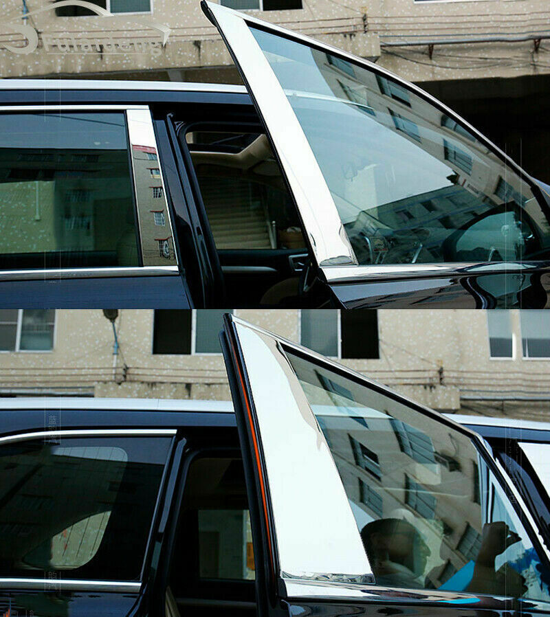 Silver S.Steel Pillar Posts Door Trim Cover Kit for Toyota Highlander 2014-2019