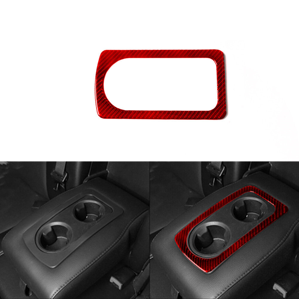 Red Carbon Fiber Rear Armrest Cup Holder Frame Trim for Dodge for Ram 1500 2009-12