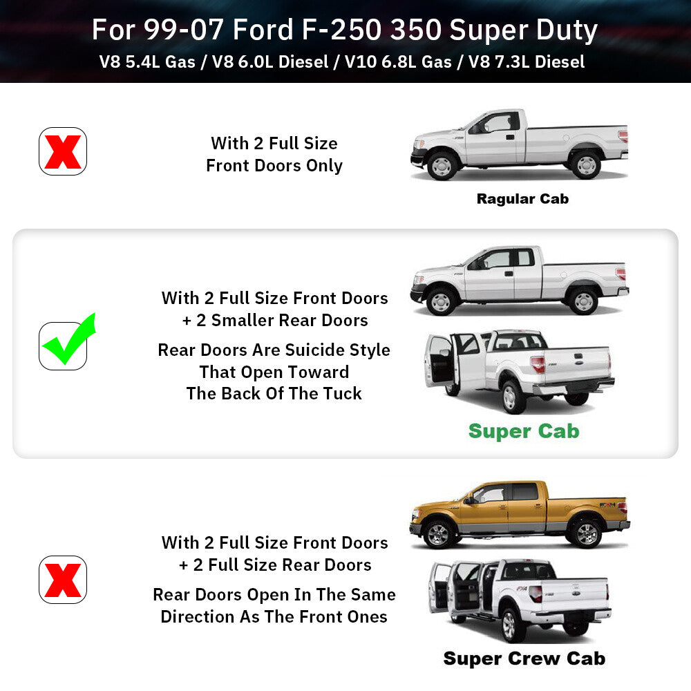 Rear Door Latch Lock Cables For 1999-2007 for Ford F250 F350 Super Duty 5.4 6.0 6.8