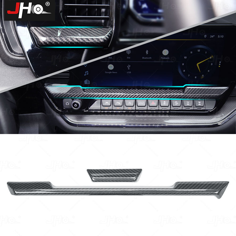 Real Carbon Dashboard Center Console Cover Trim Bezel for Chevy Silverado 2022+