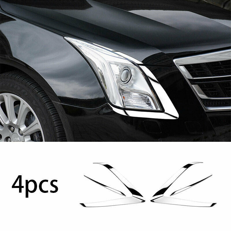 Chrome Front Headlight Lamp Strip Trim 4PCS Steel Fit for Cadillac XTS 2013-2017