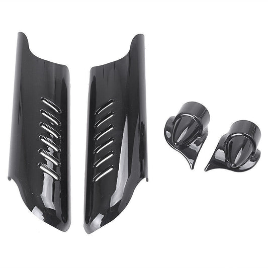 Fit Touring Road King Classic FLHRC Black Fork Lower Leg Deflector Shield Cover