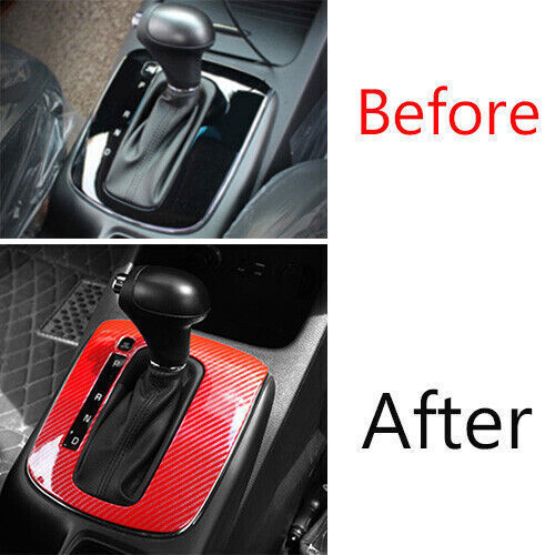 Car Middle Console Gear Shift Panel Trim Fit for Kia K3 2017-18 Red Carbon Fiber