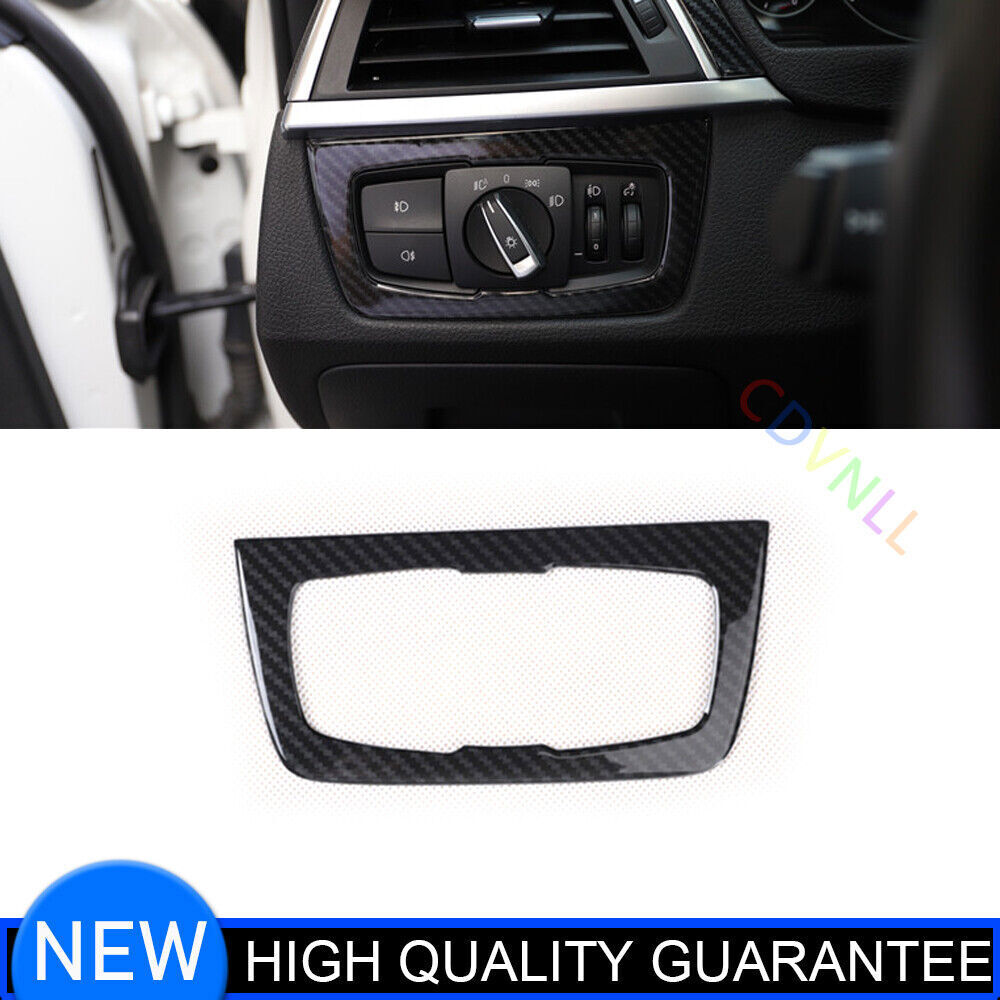 for BMW 3 Series 2014-18 Carbon Fiber Headlight Control Button Frame Cover Trim