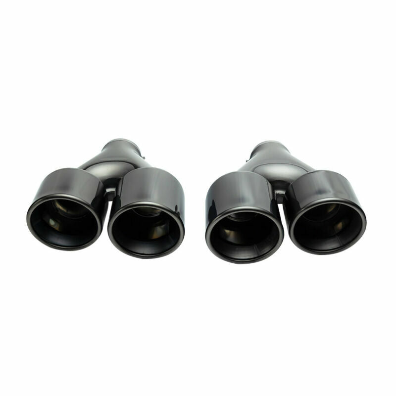 2PCS Universal 2.5'' ID 4'' OD Exhaust Tips End Dual Tip Double Wall Tips BLK
