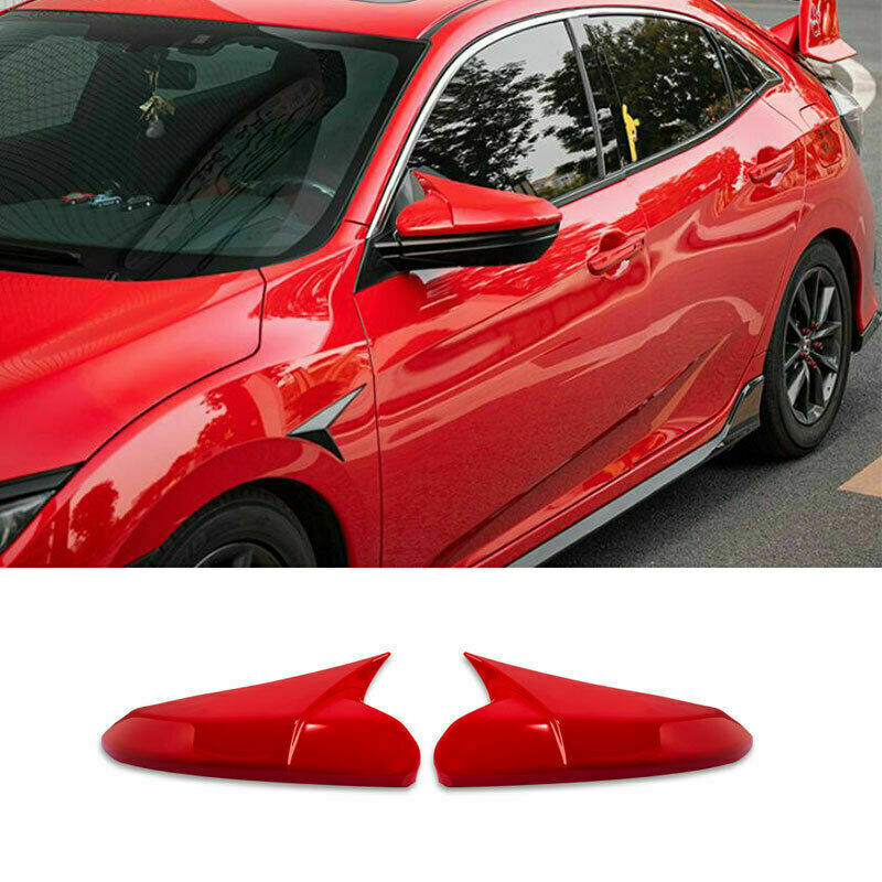 Red OX Horn Rear View Mirror Cover 2P for Honda for Civic Sedan Hatchback 2016-2021