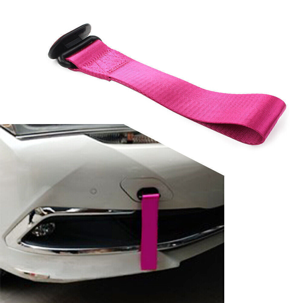Car Tow Towing Strap Belt Rope Rally Hook Universal Rear/Front Bumper Purple