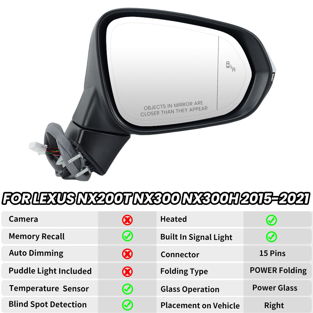 F¨¹r for Lexus NX200t NX300 NX300h 2015-2021 R¨¹ckspiegel Au?enspiegel Spiegel Rechts