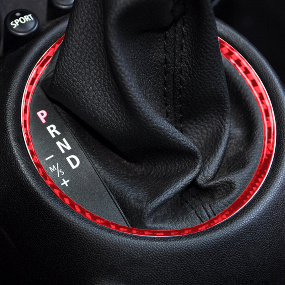 Red Carbon Fiber Gear Shift Console Control Decor Trim Cover for MINI Cooper R56