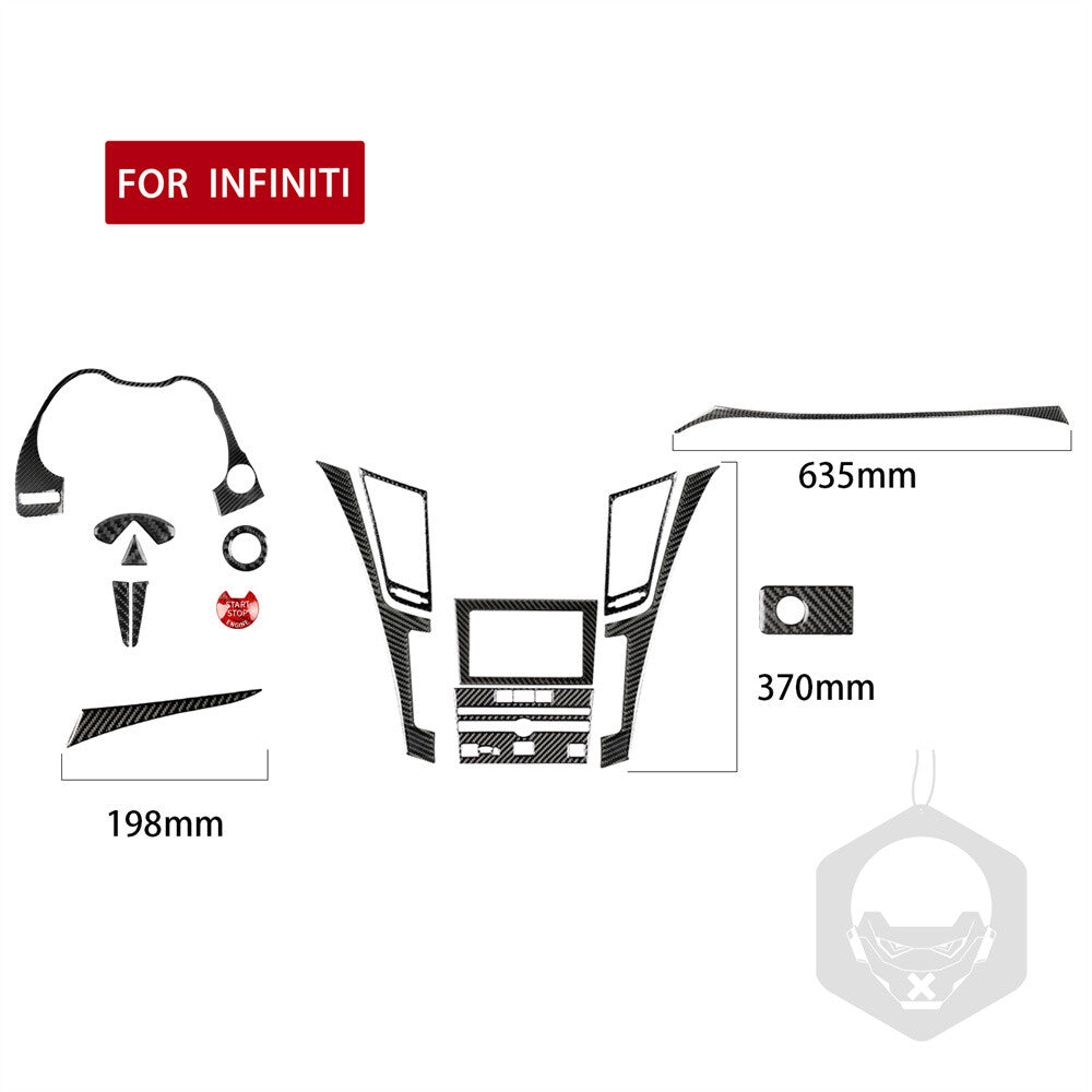 16PCS for Infiniti Q50 Q60 2014-22 Carbon Fiber Dashboard Interior Set Kit Trim