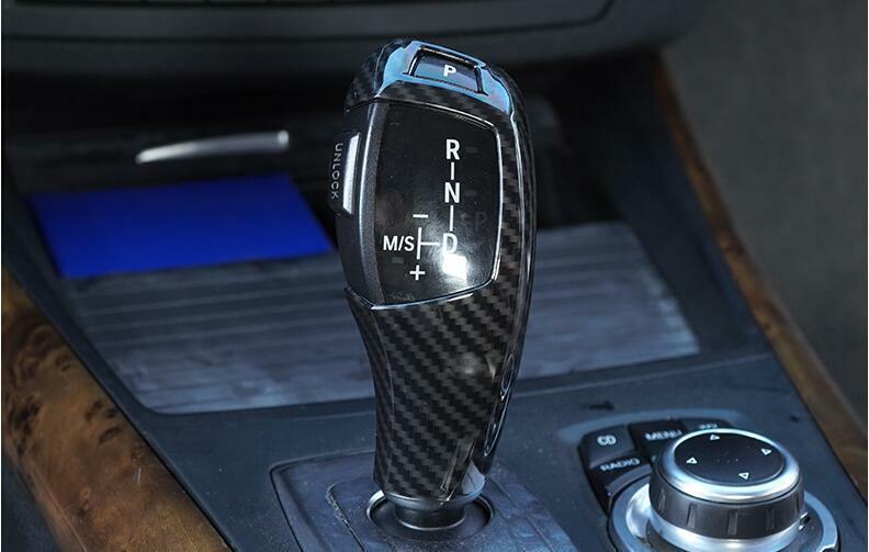 for BMW X5 X6 E70 E71 2008-2013 Carbon Fiber Gear Shift Knob Shifter Lever Trim
