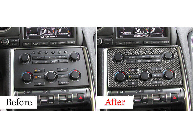 Console AC Switch Control Panel Trim Fit for Nissan GTR R35 2009-16 Carbon Fiber