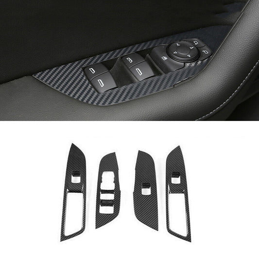 for Chevy Blazer 2019-2022 Carbon Fiber Car Window Lift Panel Switch Cover Trim