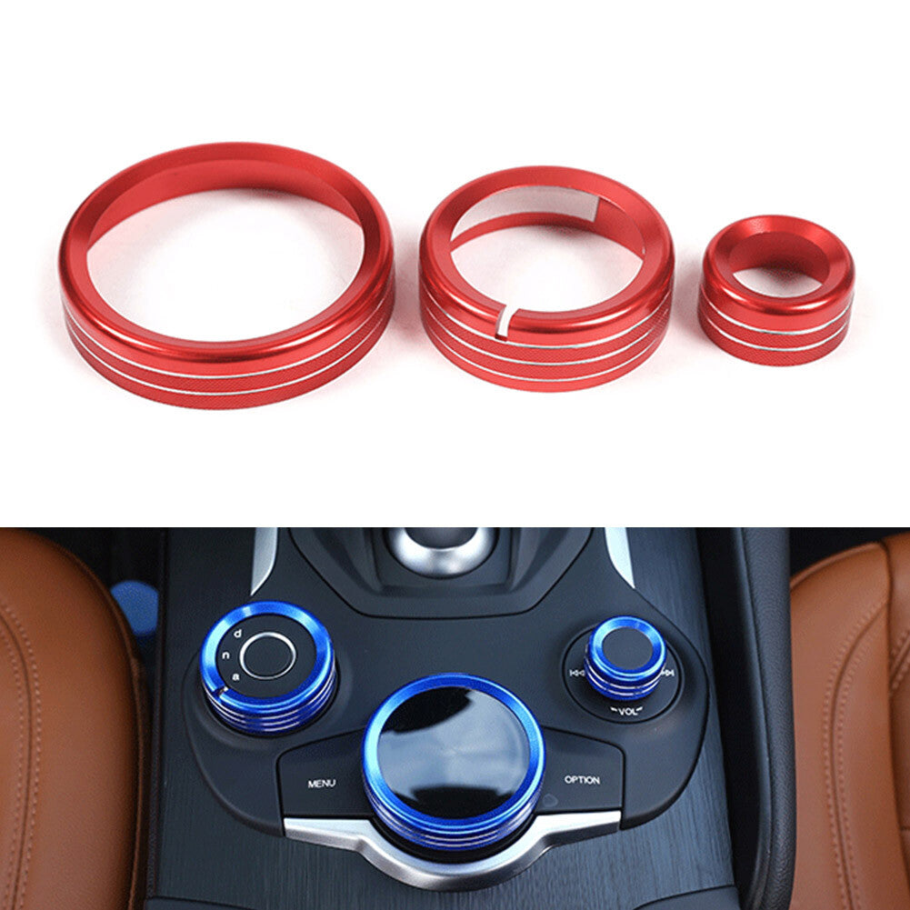 Zentraler Multimedia-Knopfring for Alfa Romeo Giulia for Stelvio 2017-2019 Rot