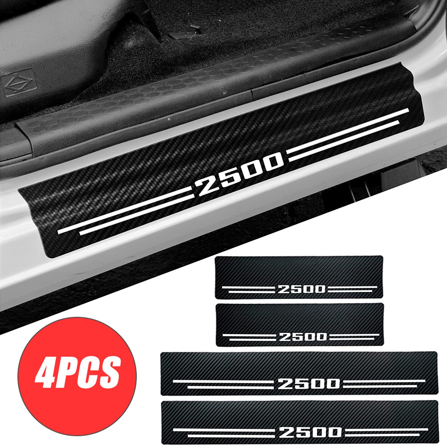4x for Ram 2500 Accessory White Carbon Fiber Cab Truck Door Sill Cover Protector