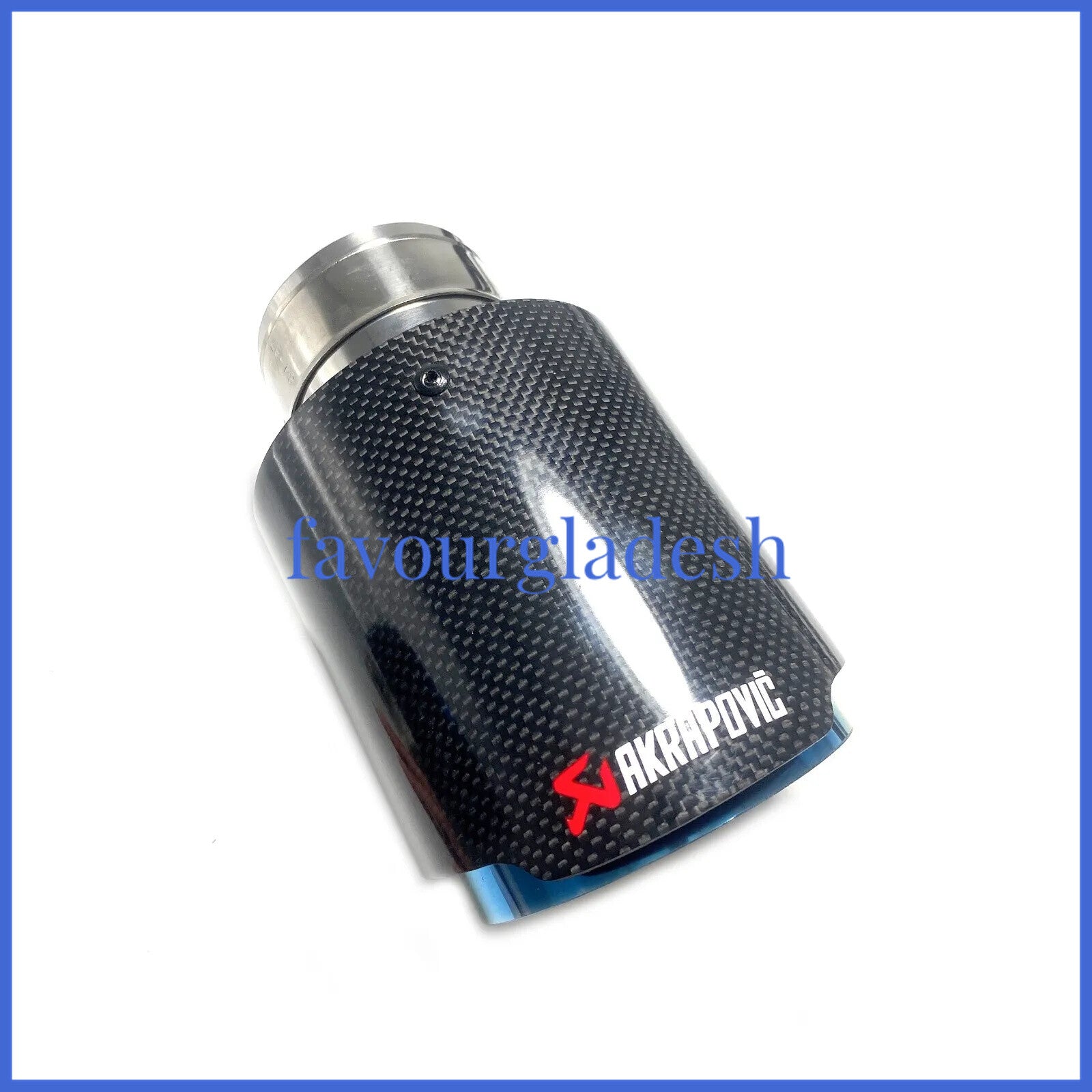 1X 3.0 76mm  3.076mm Akrapovic Glossy Carbon Fiber Exhaust tip Blue End pipe