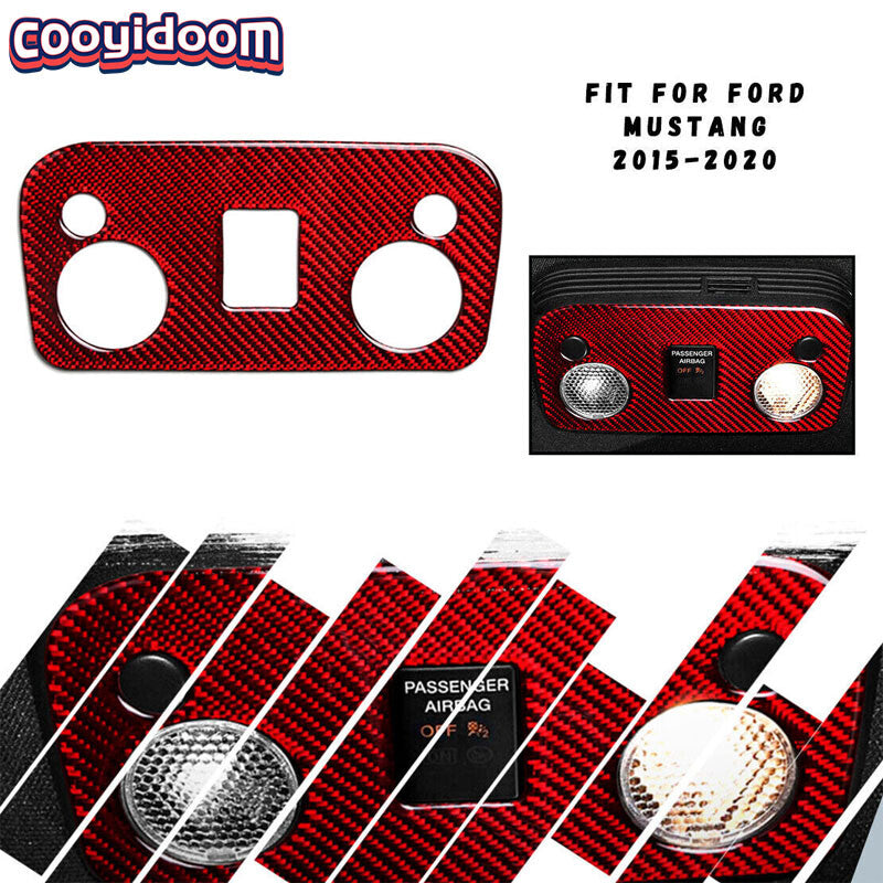 Carbon fiber reading light control panel decorative sticker for Ford for Mustang 15-19