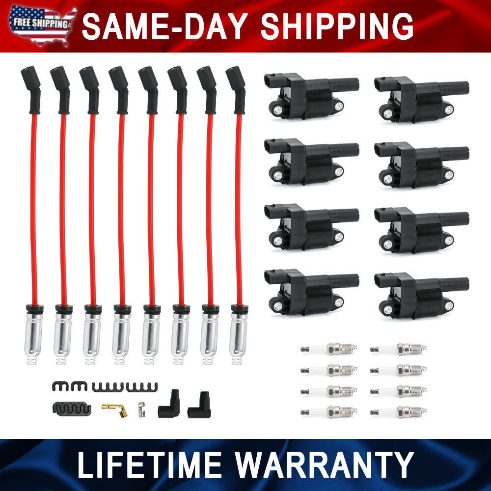 8Pack Ignition Coil and Spark Plug+ Wire for GMC for Chevy Silverado 1500 Tahoe 5.3L