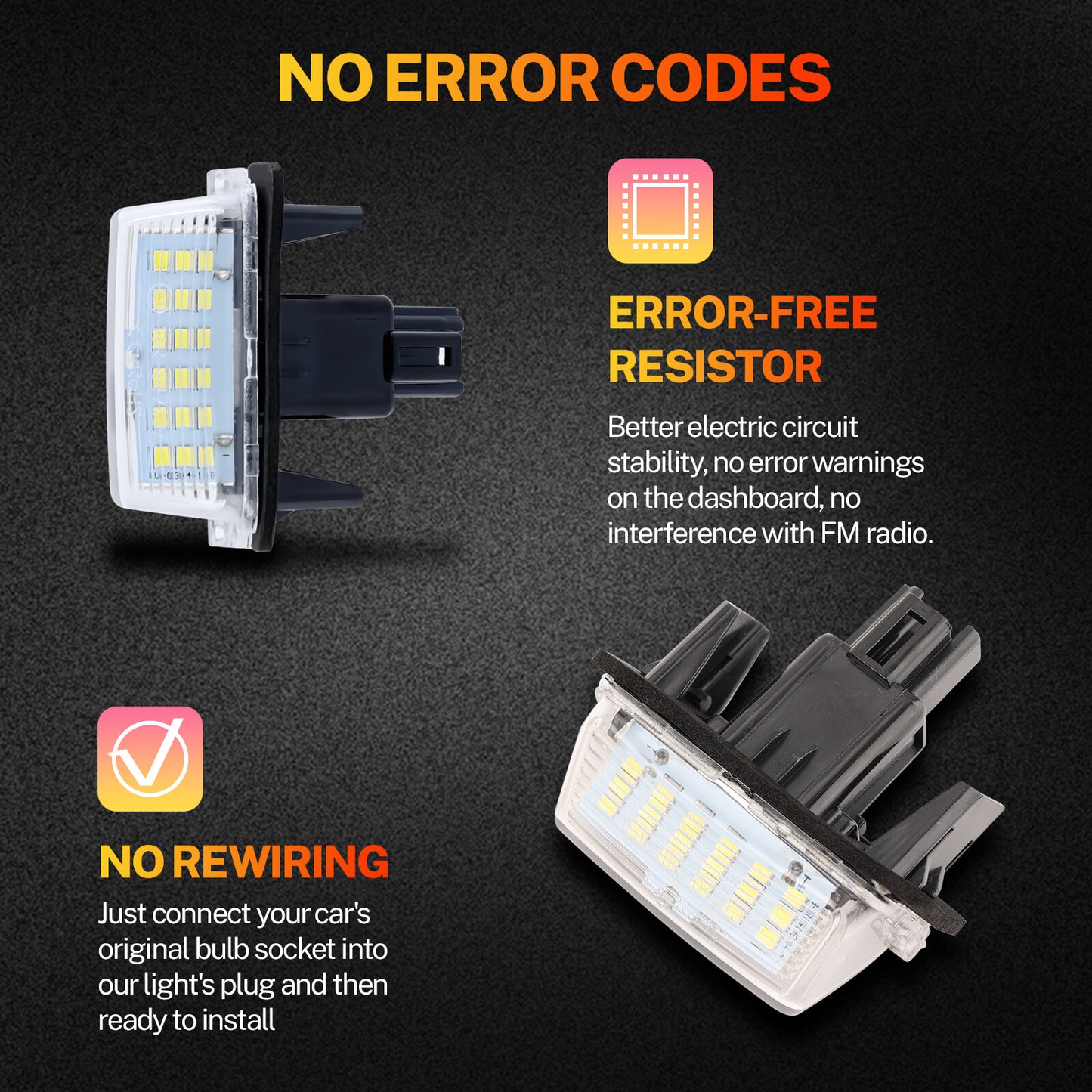 2 LED License Number Plate Light for Toyota for Camry 2012 2013 2014 2015 2016 2018