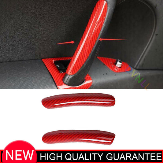 for Audi TT 2008-14 Red Carbon Fiber Inner Door Handle Lock Strip Decor Trim 2P