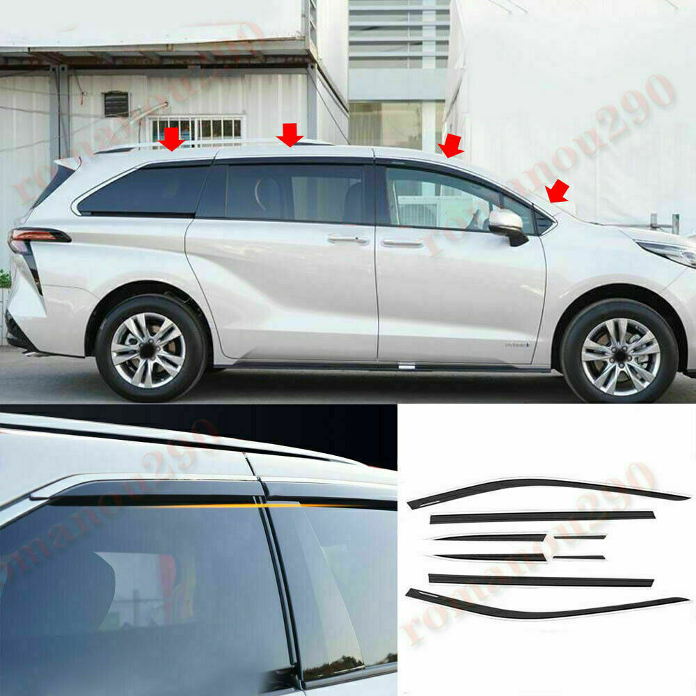 for Toyota for Sienna 2021-24 Window Visor Vent Shades Sun Rain Guard W/Chrome Trim