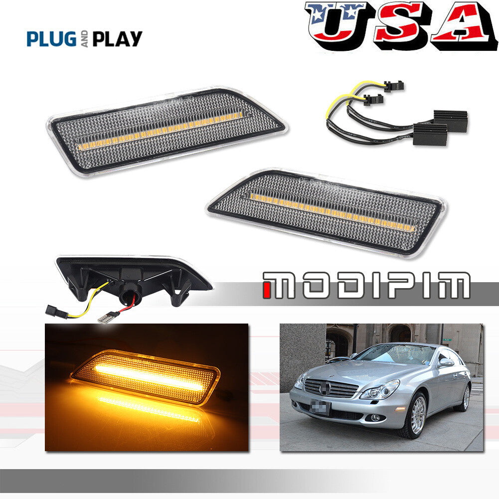 Suitable for 2006-11 for Benz W219 CLS class transparent amber LED front corner side marker lights.
