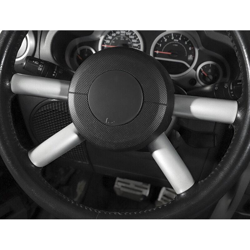 for Jeep for Wrangler JK 2007-2010 ABS Silver Steering Wheel Armrest Cover Decor 4PC