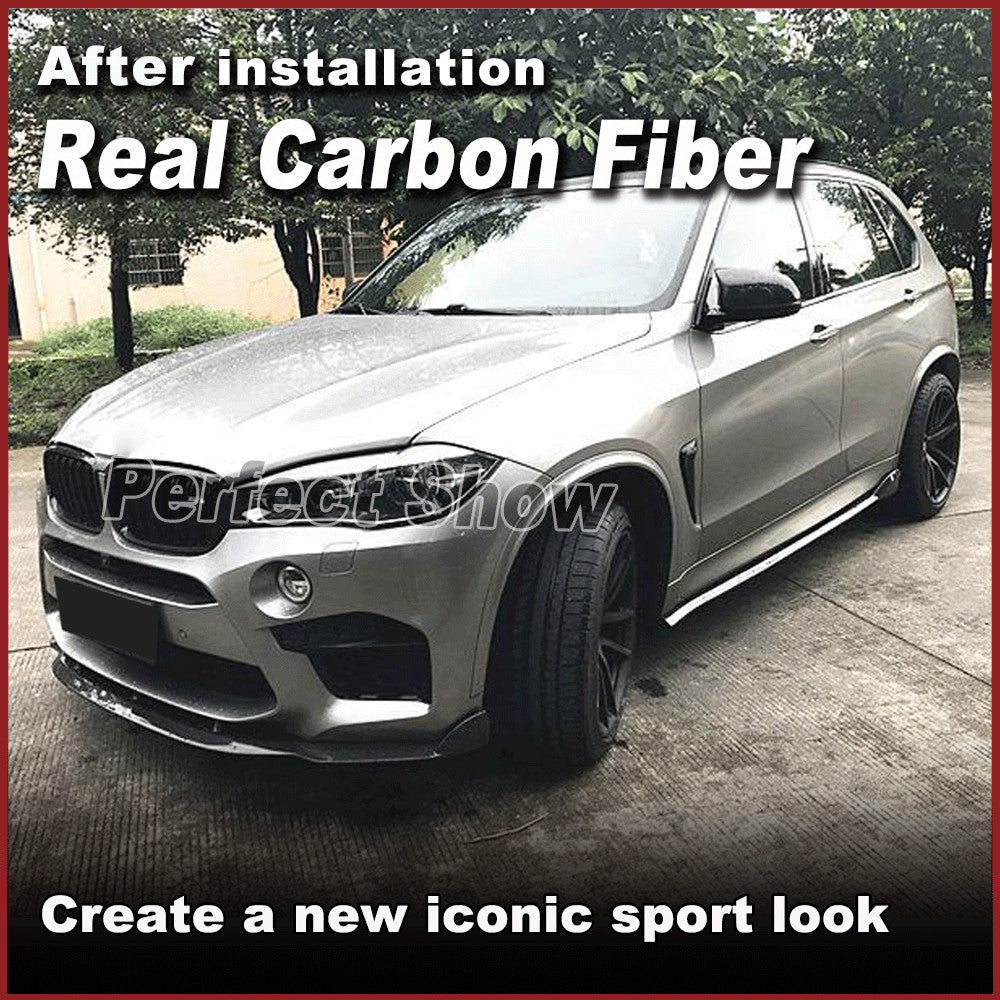 Fit for BMW F85 X5M F86 X6M 2015-18 REAL Carbon Side Skirt Extension Bumper Lip