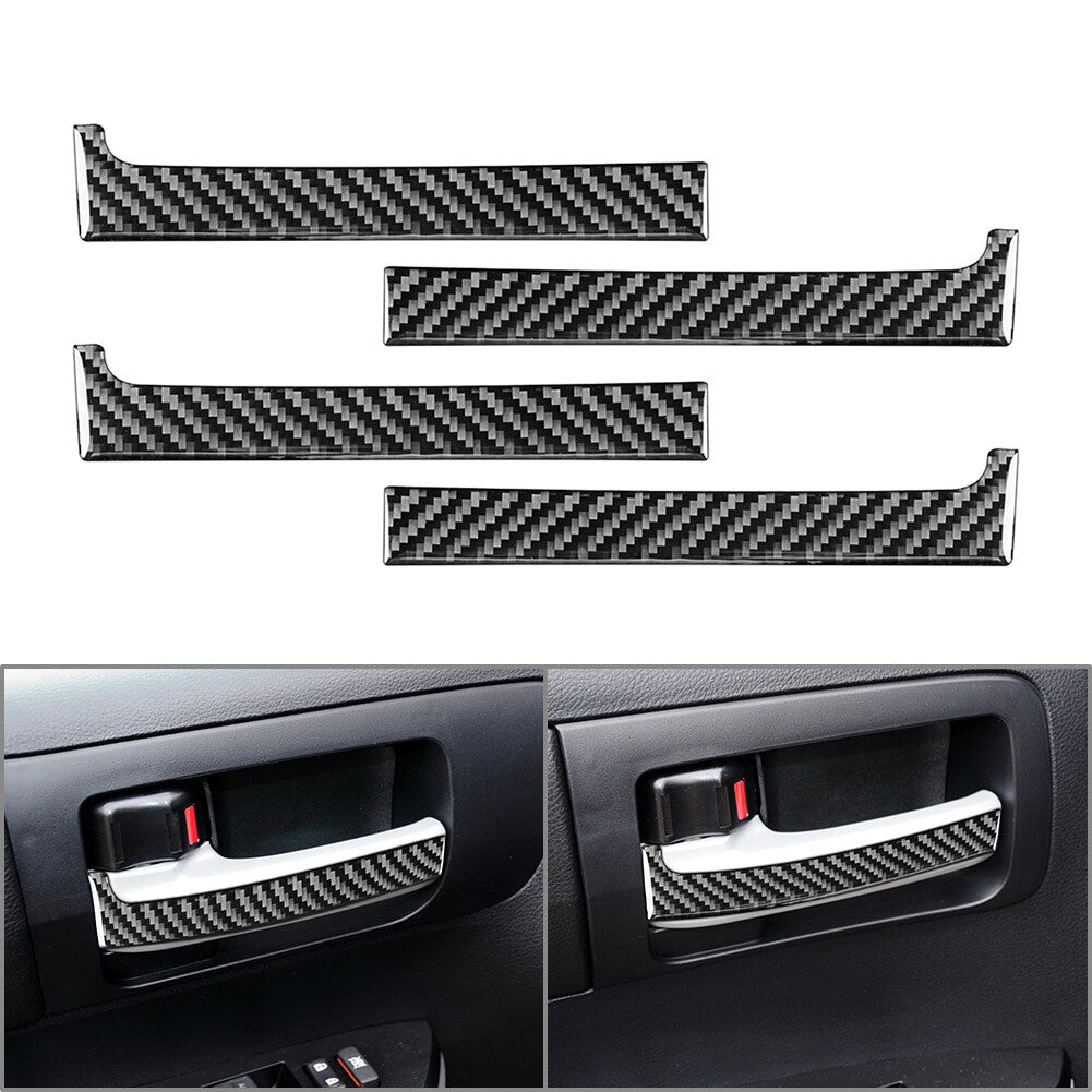 for Toyota Tundra 2014-21 4x Carbon Fiber Interior Door Handle Panel Cover Trim