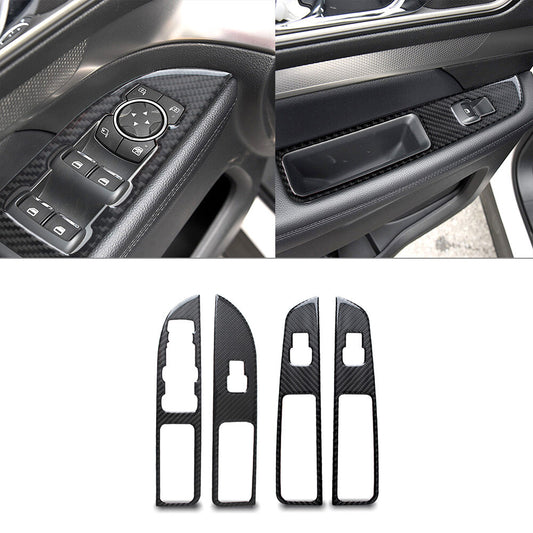 4x Carbon Fiber Car Window Switch Panel Cover Trim Black for Ford Explorer 2013+