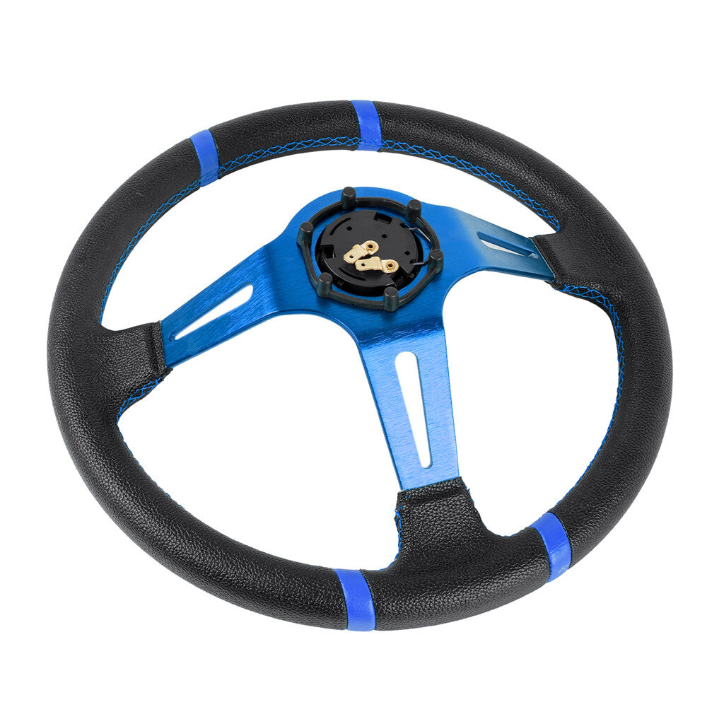 14 Aluminum RASTP Blue Deep Dish Drifting Sport Steering Wheel Racing Car