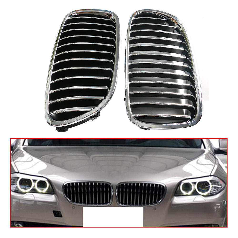 2x Front Bumper Kindey Grille Chrome For 2011-2013 for BMW F10 528i 535i xDrive