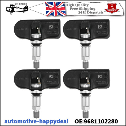 4X for Peugeot 407 207 607 508 807 TPMS Tyre Pressure Sensor 433MHz 9681102280