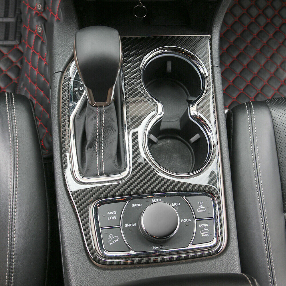 Carbon Fiber Water Cup Holder Panel Cover Trim for Jeep Grand Cherokee 2016-2020
