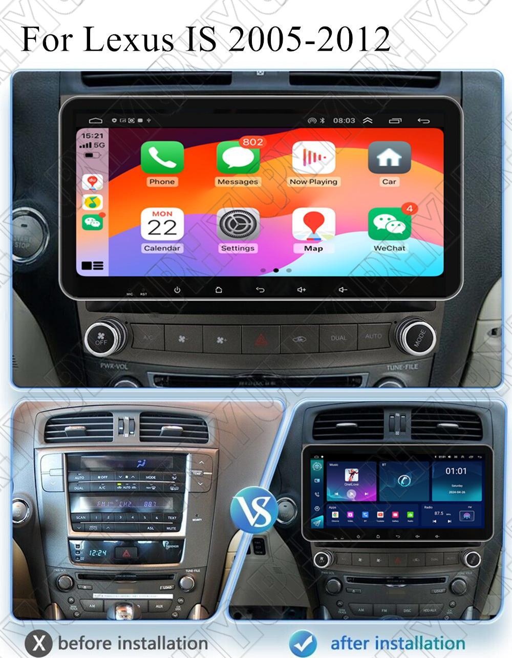 10.33 For 05-12 for Lexus IS250 IS300 Carplay 4+32G Stereo Radio GPS Wifi FM Player