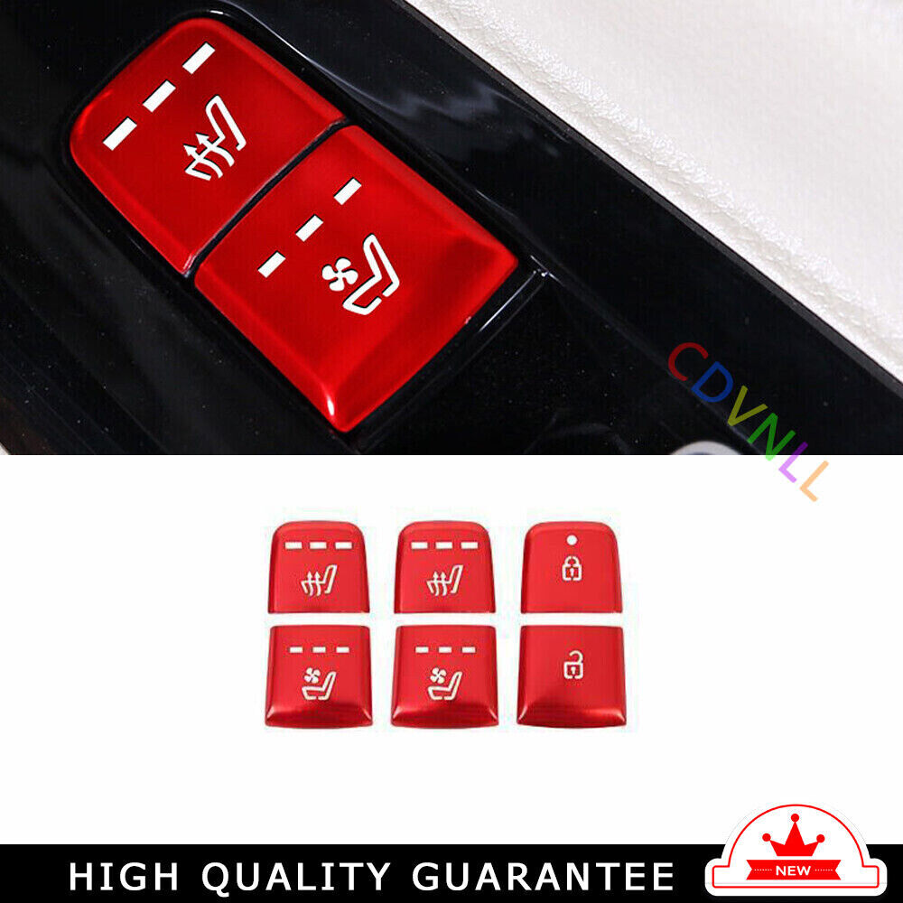 for Seat Door Lock Button Sticker Decor Trim for Kia Carnival 2022-2023 Red Aluminum