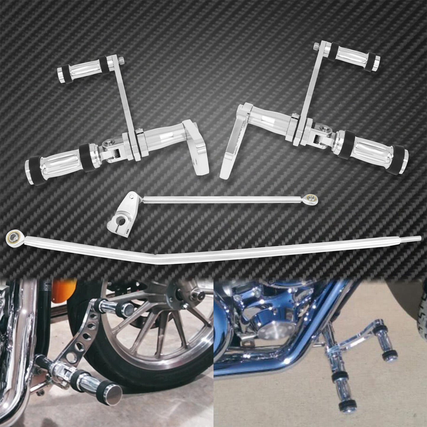 Chrome Aluminum Forward Controls Fit for Harley Dyna Low Rider Street Bob 06-17