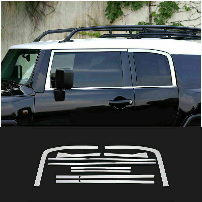 10P Chrome Side Window Sill Frame Molding Trims for Toyota FJ Cruiser 2007-2014