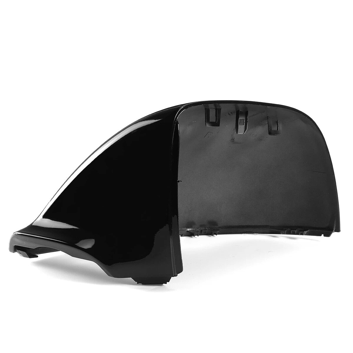 Two glossy black rearview mirror covers for Volkswagen transport vehicles T5, T5.1, and T6 models. (2016-19)